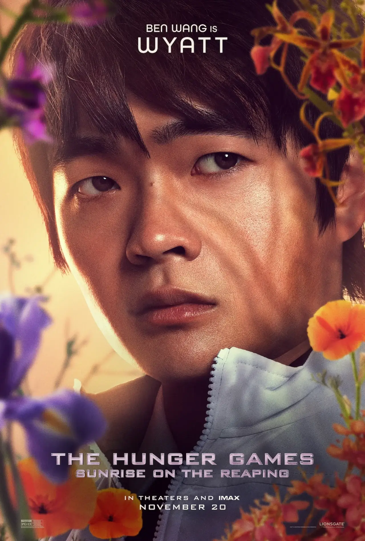Boy in flowers.